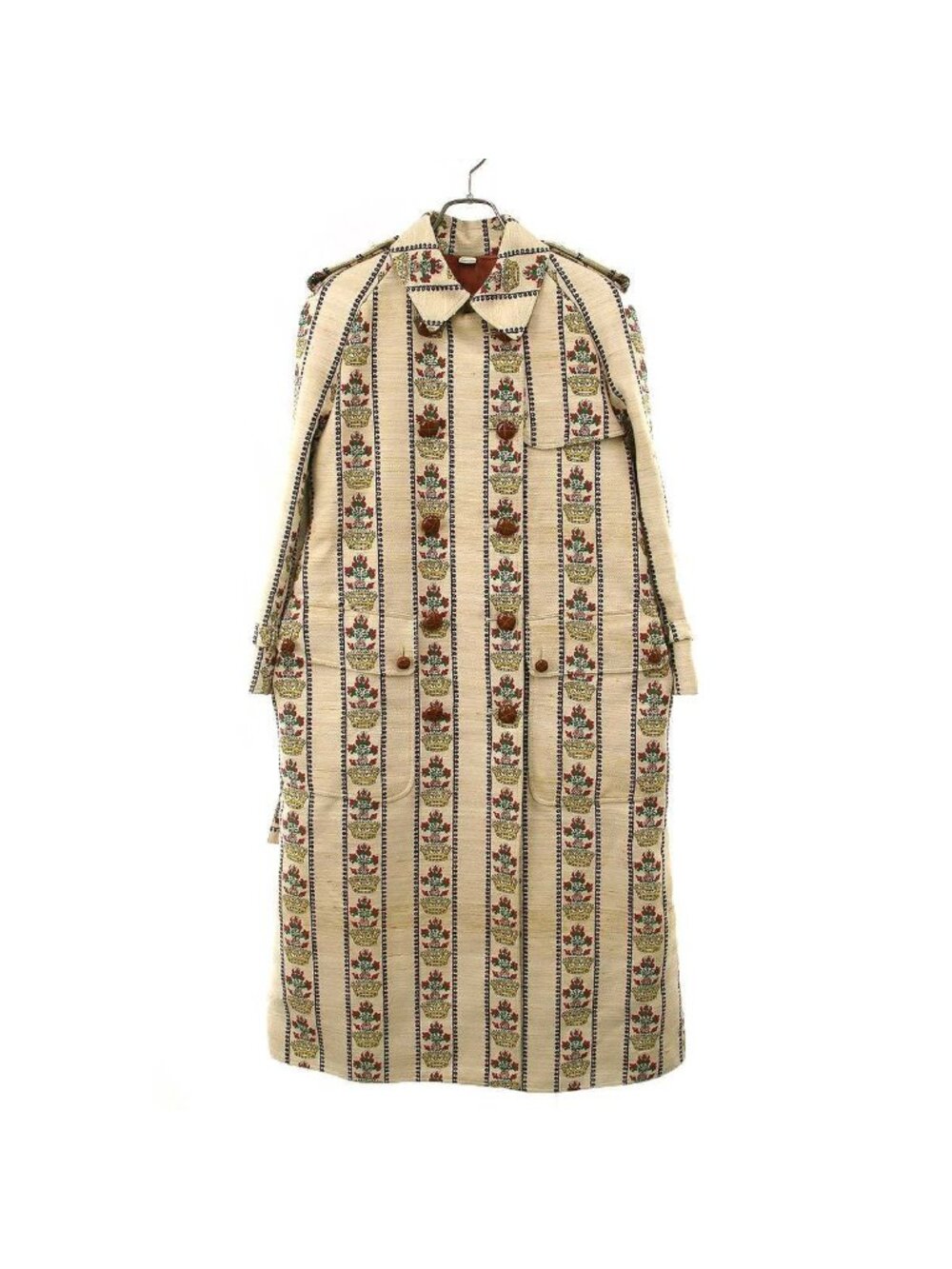 Gucci 100 Flower and Crown Coat Long Beige 40